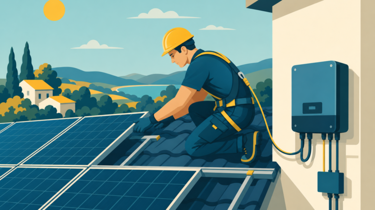 Technicien photovoltaïque, illustration One Tilt