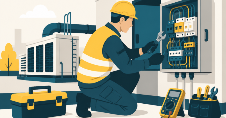 Technicien de maintenance en intervention sur équipement technique, illustration One Tilt